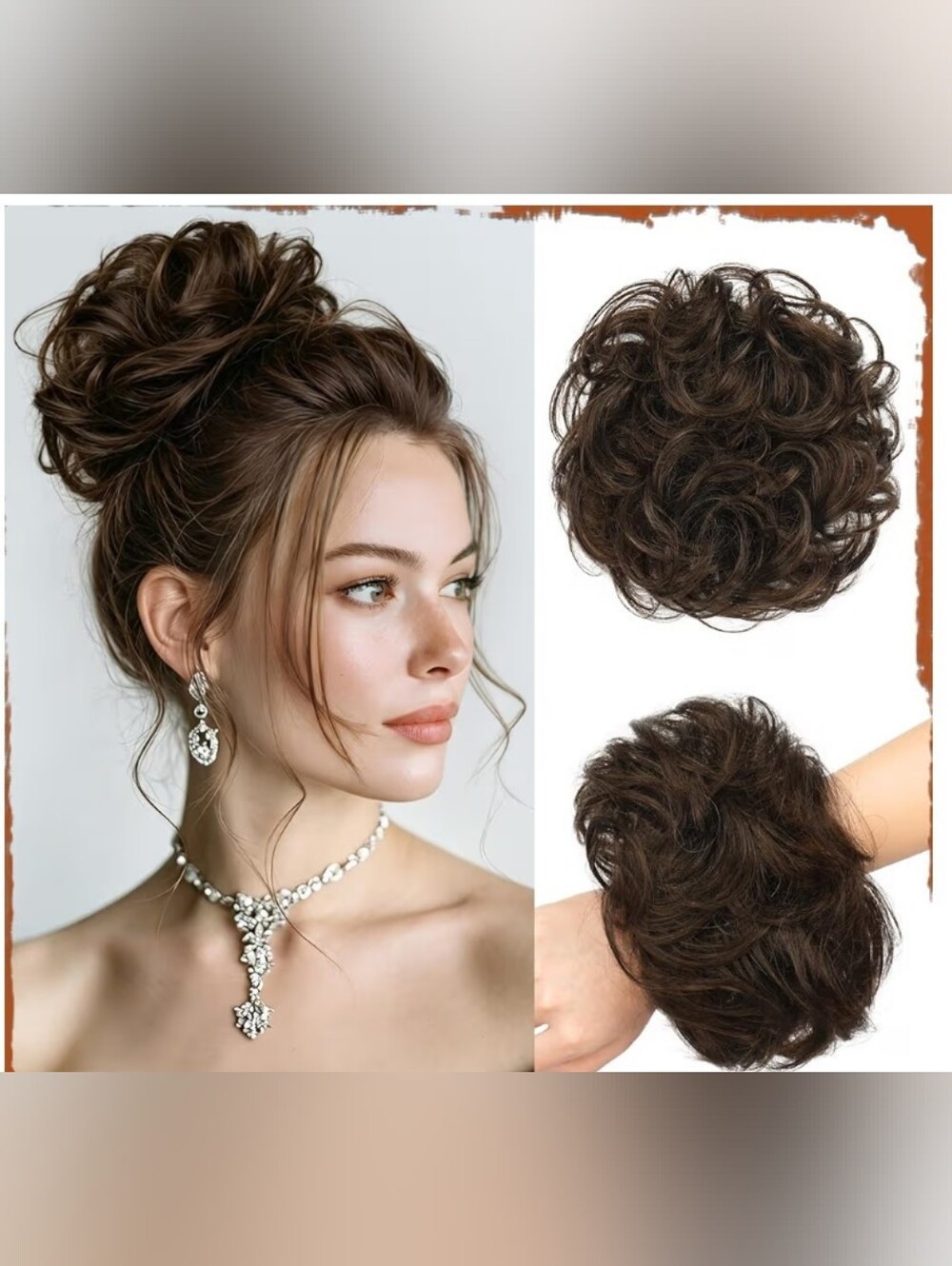 Human Hair Messy Bun 100% Real Human Hair Dark Brown